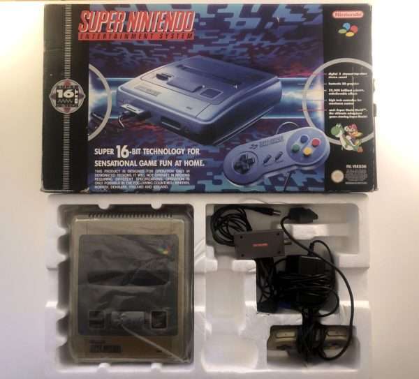 Super Nintendo-konsol i original emballage